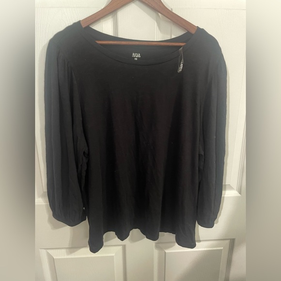 a.n.a Tops - a.n.a Women’s 3/4 Ballon Sleeves Tee color Black Size XXL 100% Cotton. New w tag
